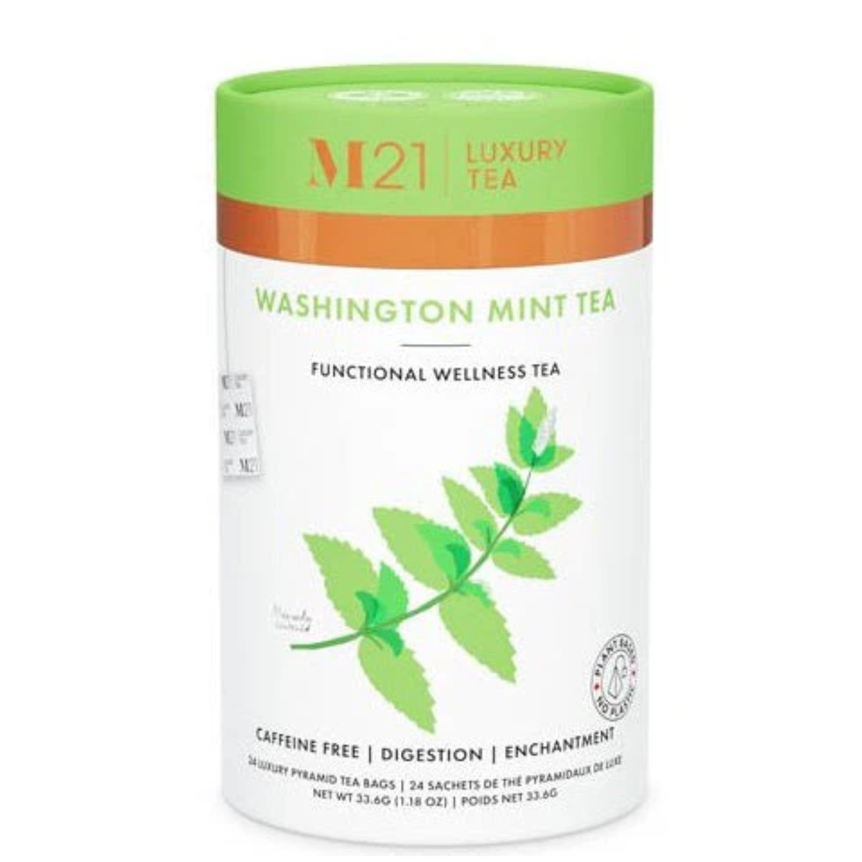 M21 Washington Mint Tea Bags 24 Pack Caffeine-Free Peppermint Tea for Refreshment and Daily Wellness